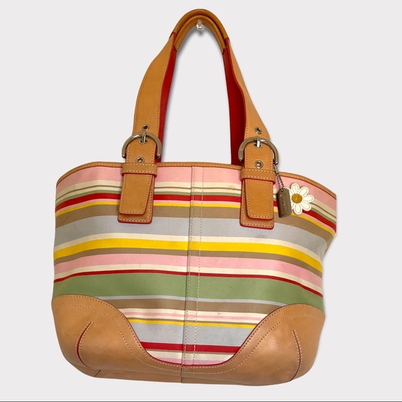 Coach Handbags - HP🎉GUC! PRE-LOVED VINTAGE COACH MULTICOLOR STRIPED PURSE, SHOULDER, OR HANDBAG